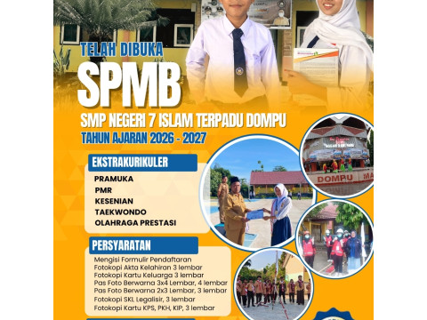 SMP NEGERI 7 ISLAM TERPADU DOMPU MENERIMA MURID BARU TAHUN P